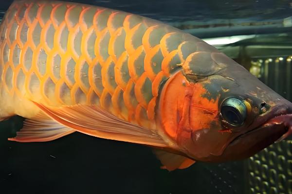 龙鱼一只眼下垂的原因,可能是营养过剩所致